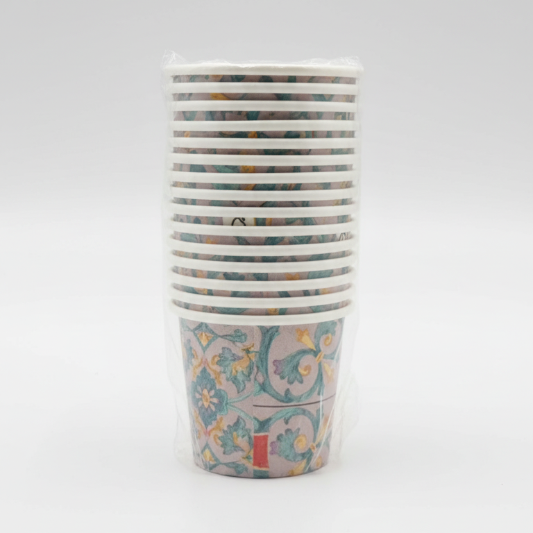 Dealo Bicchierini Caffè in Carta Fantasia Maiolica Verde Art. 4806 – 50 Pezzi – Monouso Resistente per Espresso e Bevande Calde