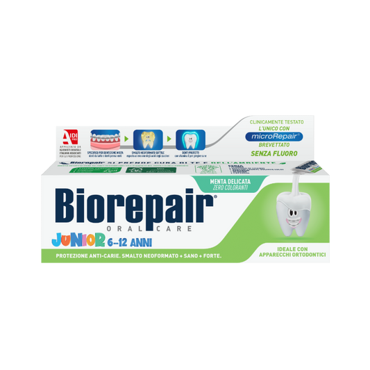Biorepair Junior 6-12 Anni 75ml – Dentifricio con microRepair® – Protezione Carie e Apparecchi Ortodontici