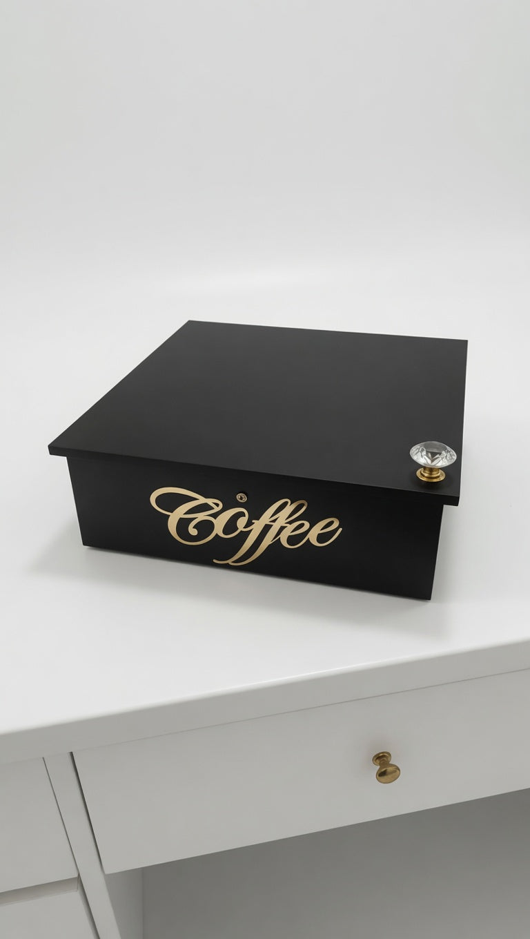 Emporio Cotton Porta Cialde da Caffè 30x30x10 cm | Cassetto Organizzatore a 7 Scomparti | Pomelli Diamantati