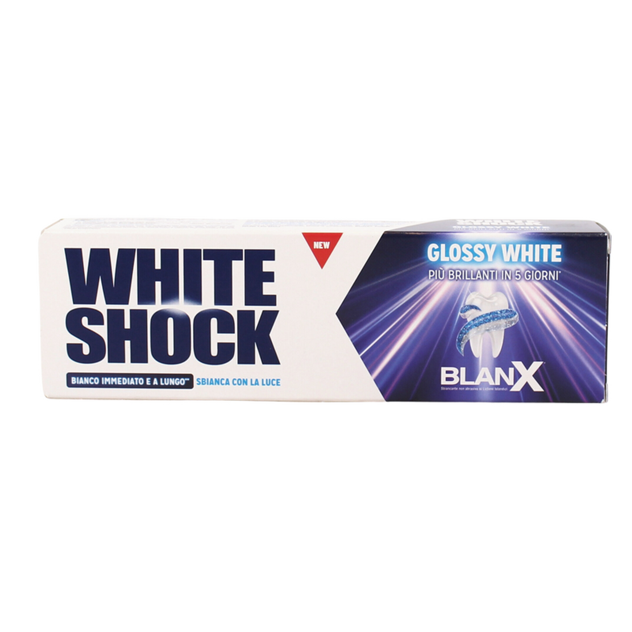 BlanX White Shock 75ml – Dentifricio Sbiancante con Tecnologia Actilux® – Sbianca con la Luce – Bianco Immediato e Brillantezza Pro-Shine