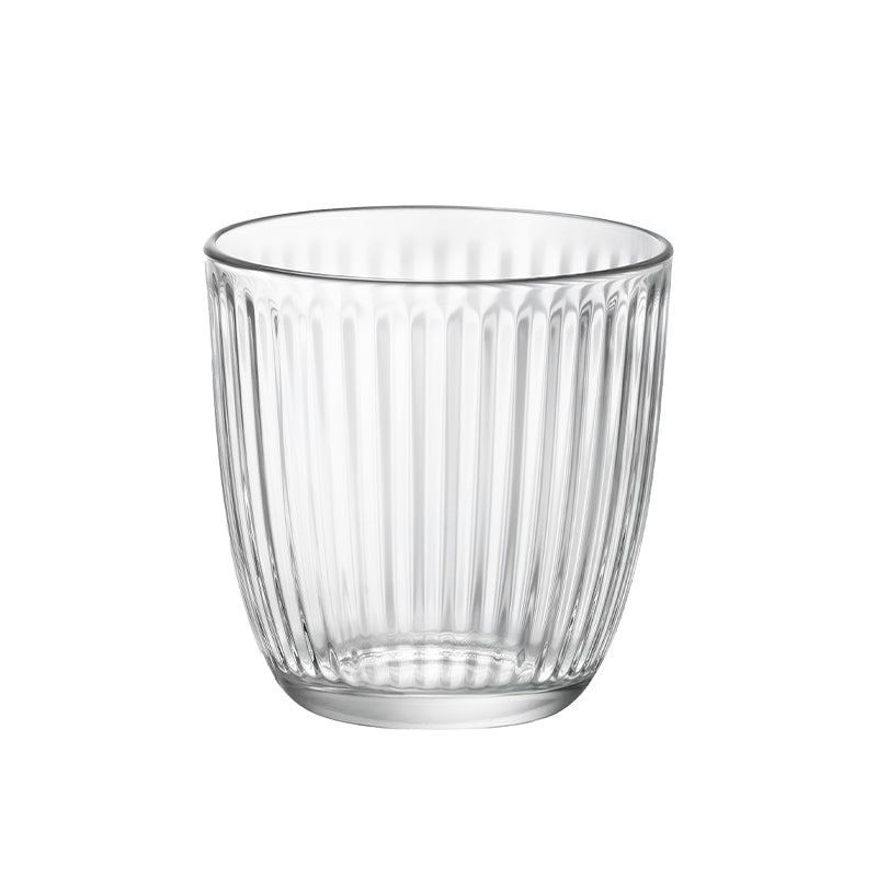 Bormioli Rocco Line set 6 bicchieri acqua 29 cl in vetro trasparente con design vintage anni '50 e scanalature verticali.