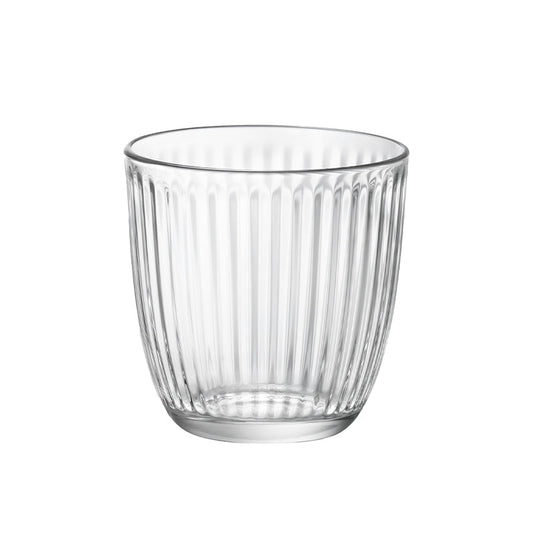 Bormioli Rocco Line set 6 bicchieri acqua 29 cl in vetro trasparente con design vintage anni '50 e scanalature verticali.