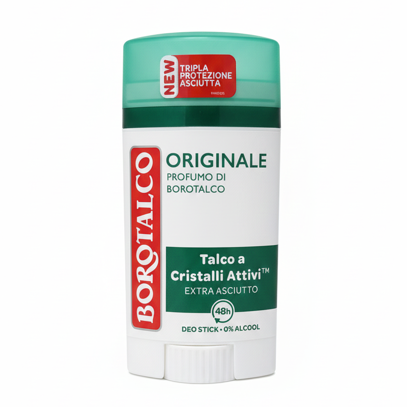 Borotalco Deodorante Stick Originale 40ml – Tripla Protezione 48H – Con Talco a Cristalli Attivi™ – Extra Asciutto – 0% Alcool