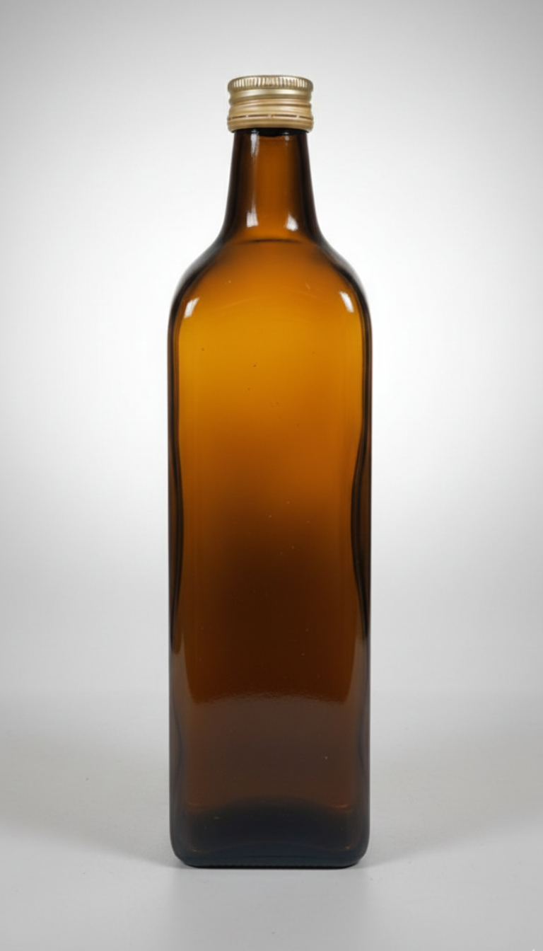 Ambrosio Bottiglia in Vetro Ambrato da 1000 ml | Contenitore per Olio e Liquidi con Tappo a Vite | Protezione UV per Conservazione Alimentare
