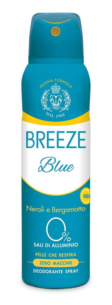 Breeze Deodorante Spray 150ml | 0% Sali di Alluminio | Efficacia 48 Ore Anti-Macchia | Formula Pelle Sensibile | Varie Profumazioni