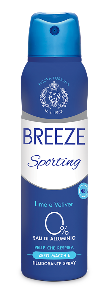 Breeze Deodorante Spray 150ml | 0% Sali di Alluminio | Efficacia 48 Ore Anti-Macchia | Formula Pelle Sensibile | Varie Profumazioni