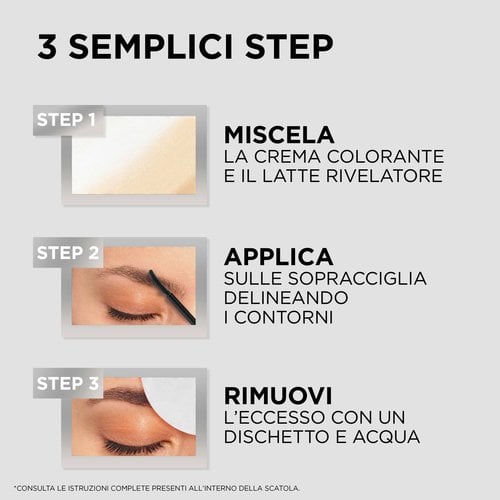L'Oréal Paris Brow Color Tinta Semipermanente per Sopracciglia Senza Ammoniaca – Risultato Naturale, Copertura Sopracciglia Bianche e Durata Fino a 5 Settimane