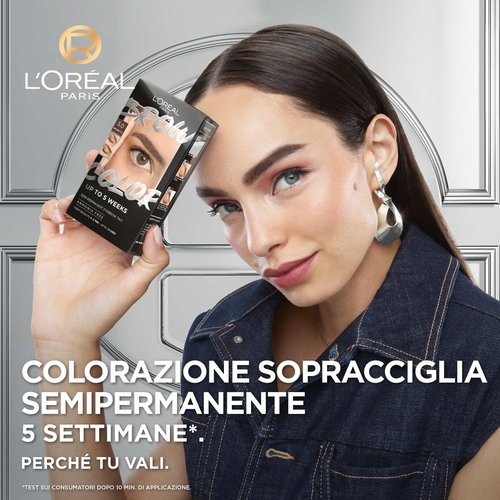 L'Oréal Paris Brow Color Tinta Semipermanente per Sopracciglia Senza Ammoniaca – Risultato Naturale, Copertura Sopracciglia Bianche e Durata Fino a 5 Settimane