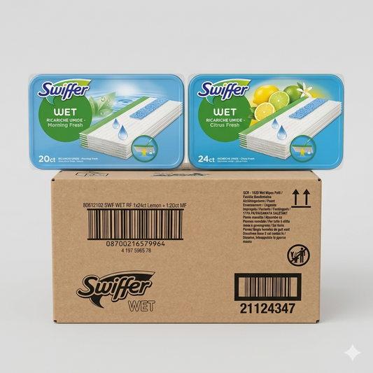 Super Bundle Swiffer Wet: 24 Panni Umidi Citrus Fresh + 20 Panni Umidificati Morning Fresh – Maxi Scorta 44 Pezzi con Spedizione Gratuita