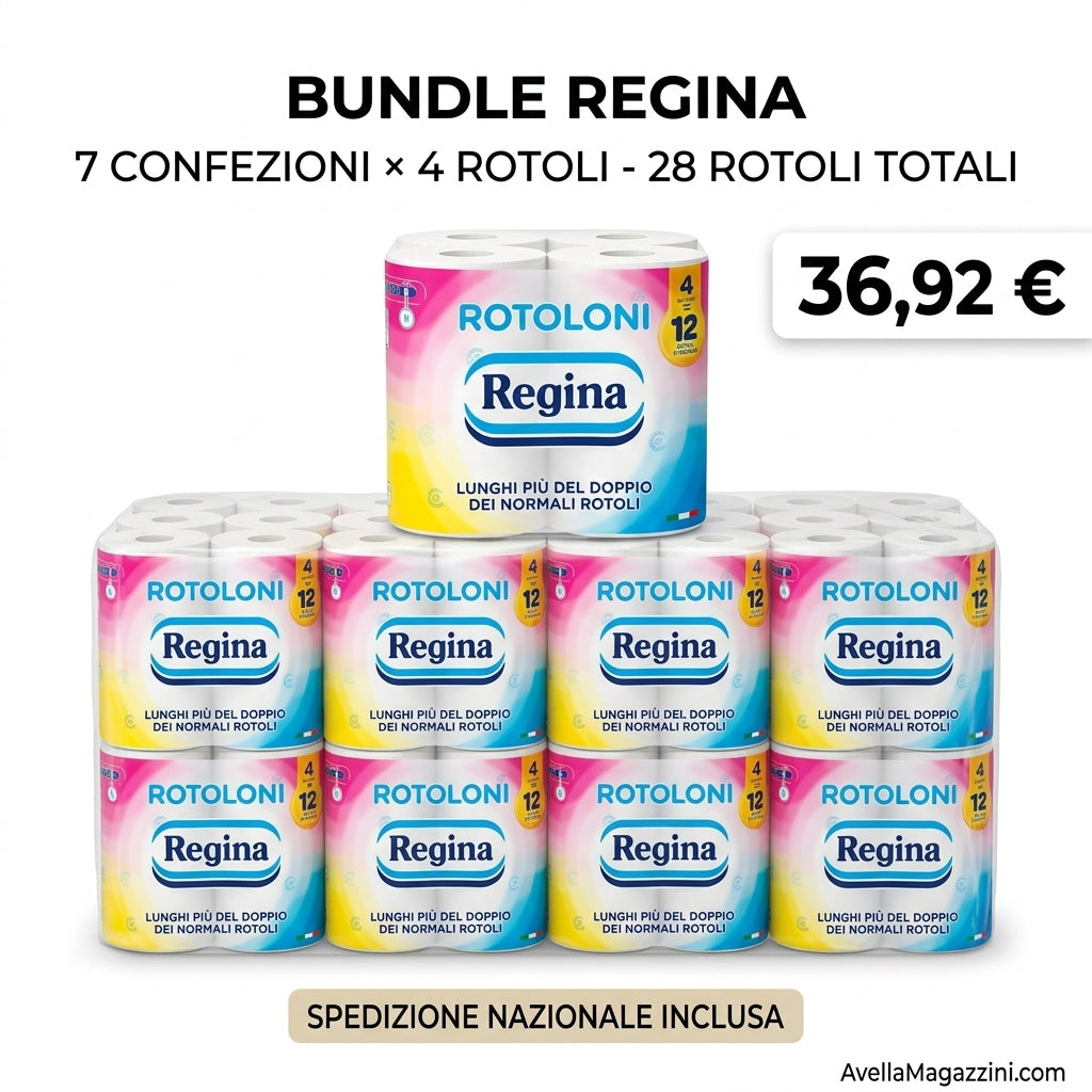 Rotoloni Regina Carta Igienica Maxi Scorta Megapack 28 Rotoli (7x4) Pura Cellulosa – Equivalente 84 Rotoli Standard FSC Made in Italy