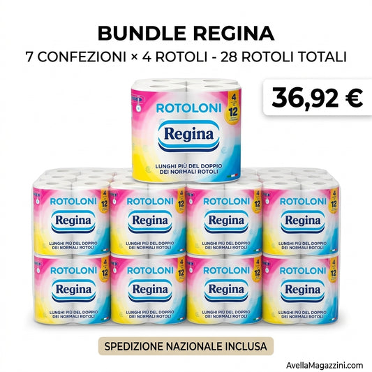 Rotoloni Regina Carta Igienica Maxi Scorta Megapack 28 Rotoli (7x4) Pura Cellulosa – Equivalente 84 Rotoli Standard FSC Made in Italy