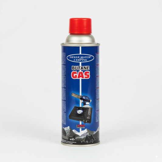 Cartuccia Gas Butano Silver Match 220g | Ricarica Universale per Fornelli Portatili e Stufe da Campeggio | Fiamma Stabile e Sicura