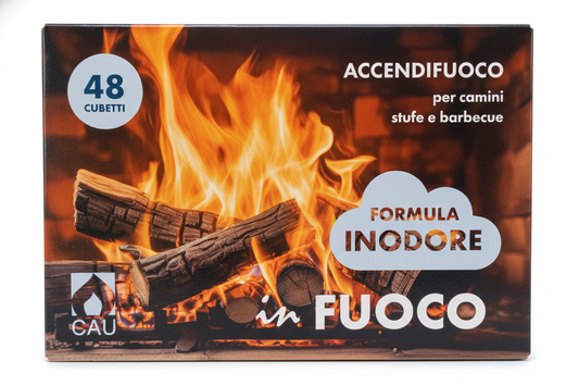 CAU In Fuoco Accendifuoco Formula Inodore | Maxi Pack 48 Cubetti | Per Caminetti, Stufe e Barbecue | Accensione Sicura