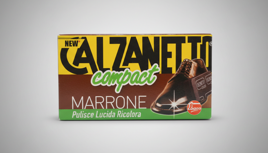 Calzanetto Compact Spugna Autolucidante per Calzature | Azione 3-in-1: Pulisce, Lucida e Ravviva il Colore | Formato Tascabile da Viaggio | Ideale per Pelle Liscia e Sintetico