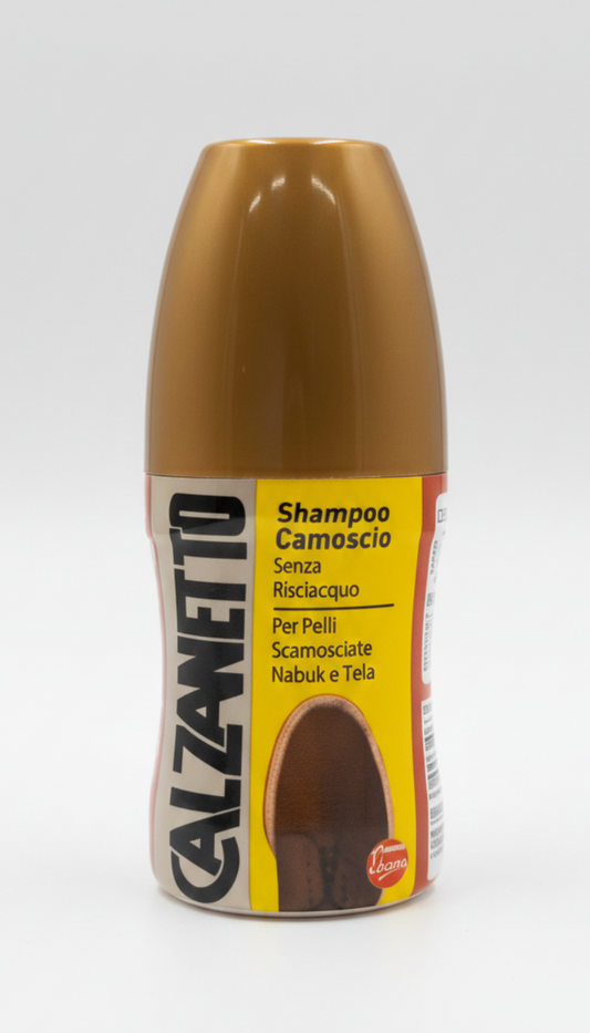 Calzonetto Shampoo Camoscio e Nabuk 60 ml | Detergente Senza Risciacquo per Pelli Scamosciate e Tela | Rimuove Macchie e Aloni con Spugna Integrata