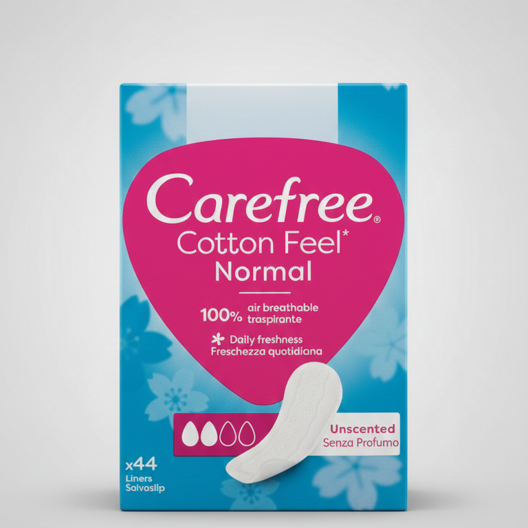 Carefree Cotton Feel Normal Salvaslip 44 Pezzi | 100% Traspirante e Senza Profumo | Proteggi-slip Soffice Effetto Cotone