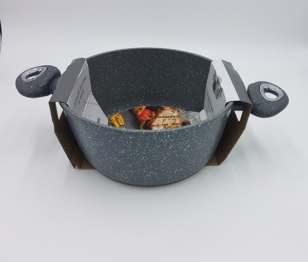 Casseruola Gran Pierre Induzione in Alluminio Pressofuso – Rivestimento Antiaderente Effetto Pietra – Alto Spessore per Cotture Uniformi – Diametri 16-28 cm