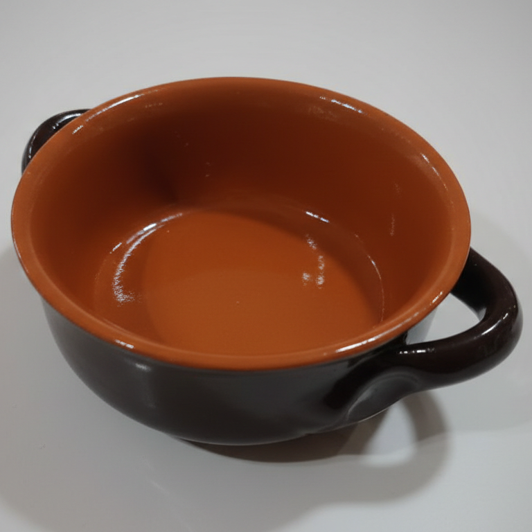 Colì Casseruola in Terracotta Modello Bruna Ø 12 cm con Manico | Tegamino Monoporzione per Salse, Sughi e Antipasti Caldi | Tradizione Artigianale Salentina | Design Rustico per Cottura e Servizio