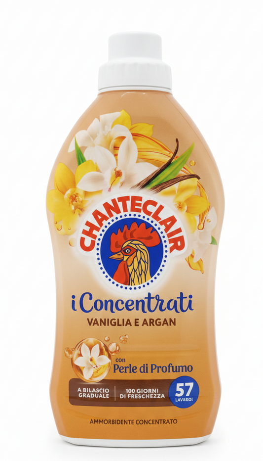 Chanteclair | Ammorbidente Concentrato Vaniglia e Argan | 1140 ml | 57 Lavaggi | Linea "I Sensi" | Profumo Avvolgente di Lunga Durata | Morbidezza Irresistibile | Dermatologicamente Testato
