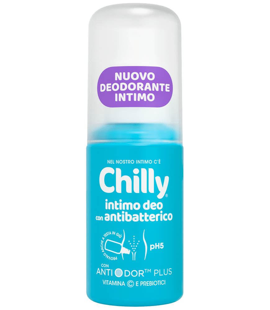 Chilly Intimo Deo spray antibatterico con vitamina C e prebiotici, protezione odori e freschezza quotidiana pH 5, uso dopo detersione