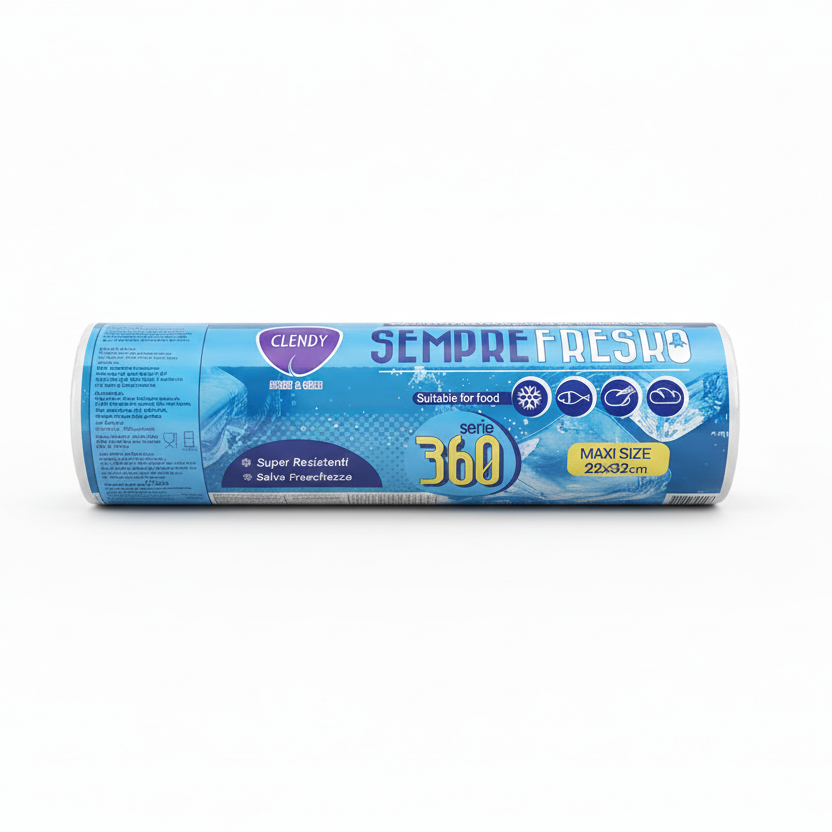 Clendy Sempre Fresko Sacchetti Freezer Serie 360 | Maxi Size 22x32 cm | Super Resistenti & Salva Freschezza | Idonei per Alimenti