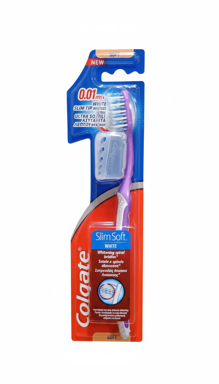 Colgate Spazzolino Slim Soft White 0.01mm | Setole Ultra Sottili e Spirali Sbiancanti | Pulizia Interdentale Profonda e Delicata