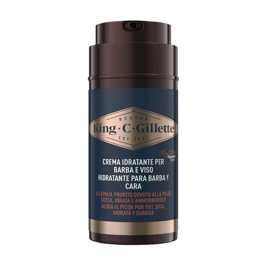 King C. Gillette Crema Idratante Barba e Viso 100ml – Ammorbidente con Niacinamide, Pantenolo e Olio di Argan
