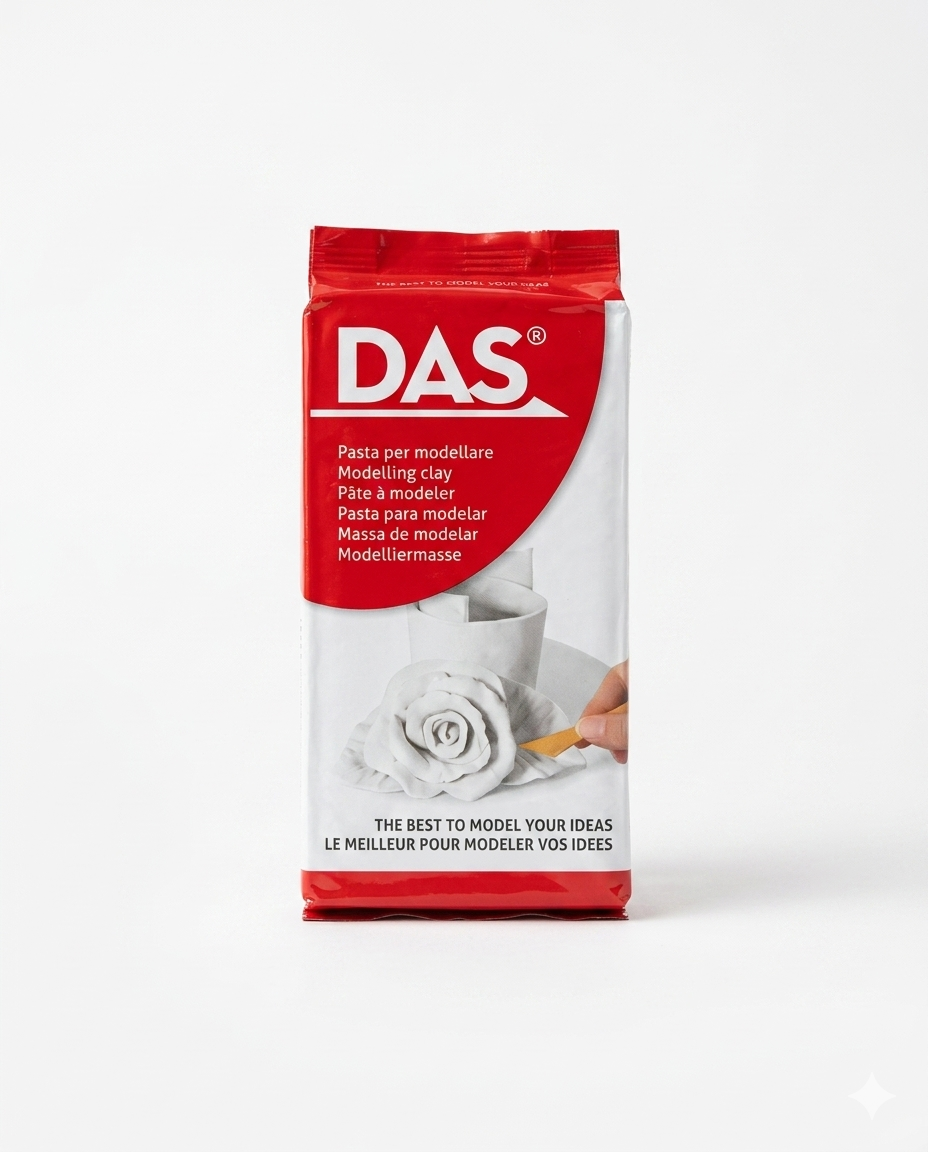 DAS Fila Pasta per Modellare Autoindurente all'Aria Colore Bianco Panetto 500g – Argilla Minerale Senza Cottura d'Alta Precisione per Scultura, Hobby e Modellismo Specializzato