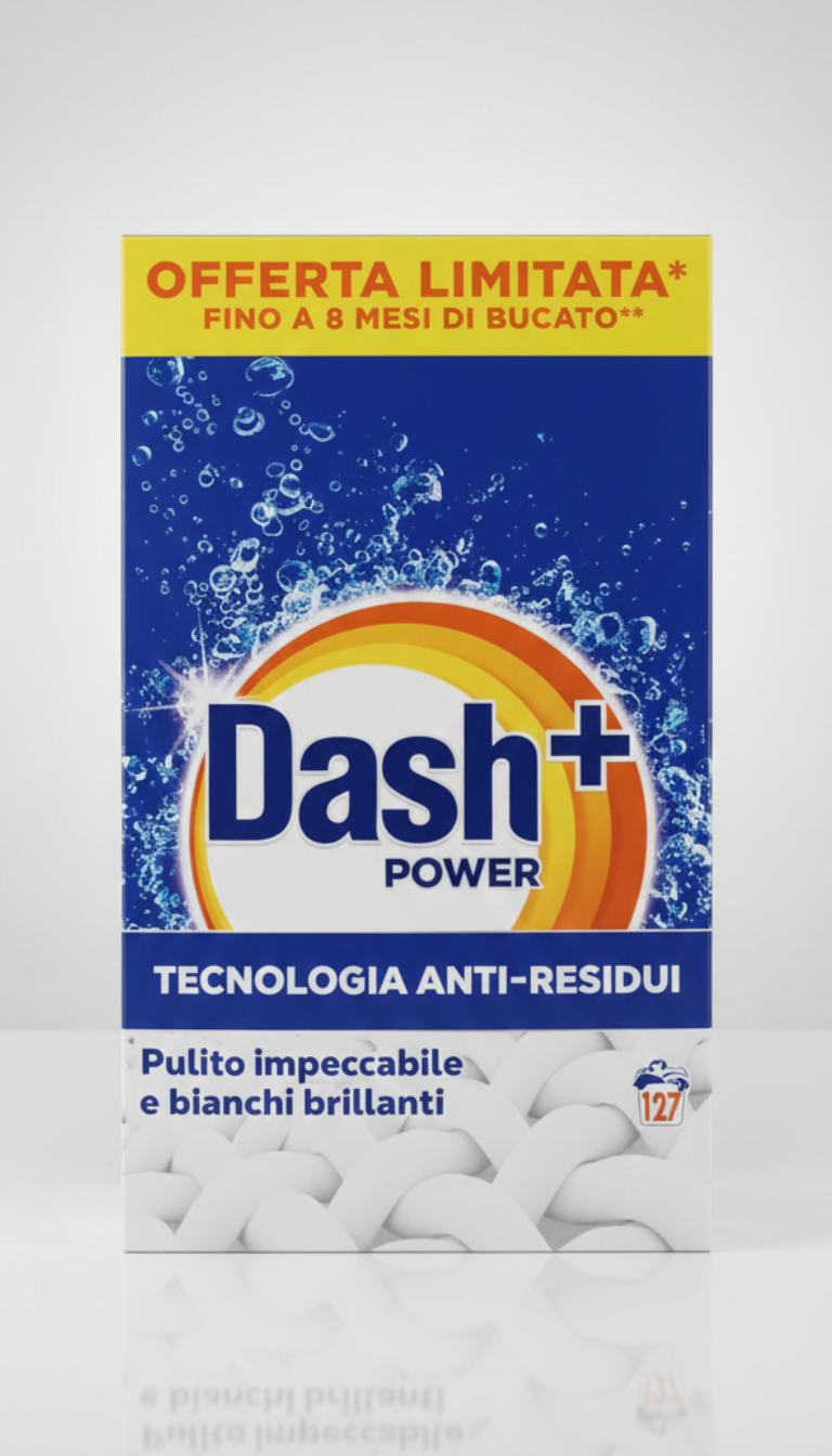 DASH Power Detersivo Lavatrice in Polvere – Fustino Gigante 127 Lavaggi (6,35 kg) | Pulizia Profonda e Brillantezza Impeccabile