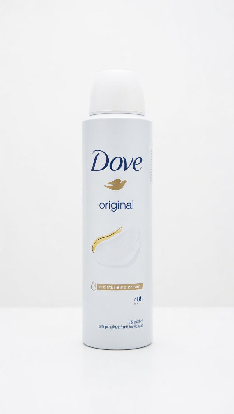 Dove Original Deodorante Spray 150ml (UK Edition) | Protezione Antitraspirante con ¼ Crema Idratante | Rigenerazione Post-Rasatura