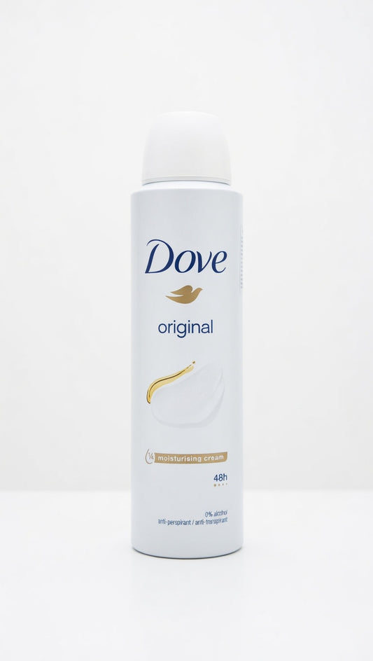 Dove Original Deodorante Spray 150ml (UK Edition) | Protezione Antitraspirante con ¼ Crema Idratante | Rigenerazione Post-Rasatura