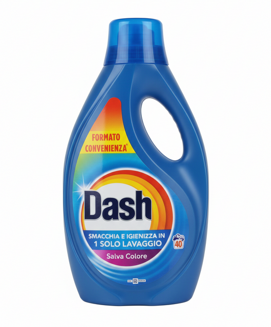 Dash Detersivo Liquido Salva Colore 1800ml | 40 Lavaggi | Protezione Brillantezza | Smacchia & Igienizza a 20°C