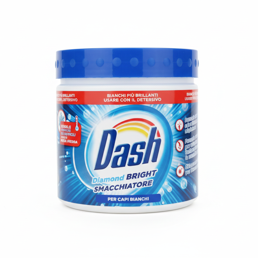 Dash Diamond Bright Smacchiatore in Polvere 500g | Specifico per Capi Bianchi | Tecnologia Diamond Bright per un Bianco Splendente | Rimuove Macchie Ostinate già a 30°C
