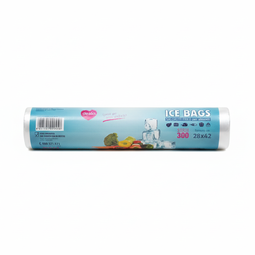 Dealo Ice Bags Sacchetti Gelo Alimentari Maxi 28x40cm | Maxi Pack 300 Pezzi | Conservazione Perfetta, Anti-Brina & Atossici
