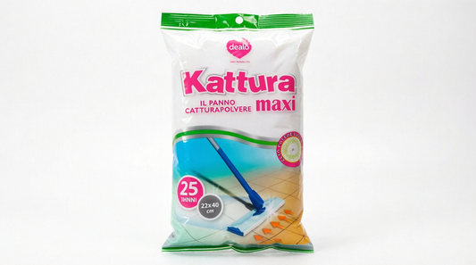 Panni Dealo Kattura Maxi 22x40 cm, kit 25 pezzi, catturapolvere elettrostatici universali per pavimenti e mobili, formato XL antistatico.