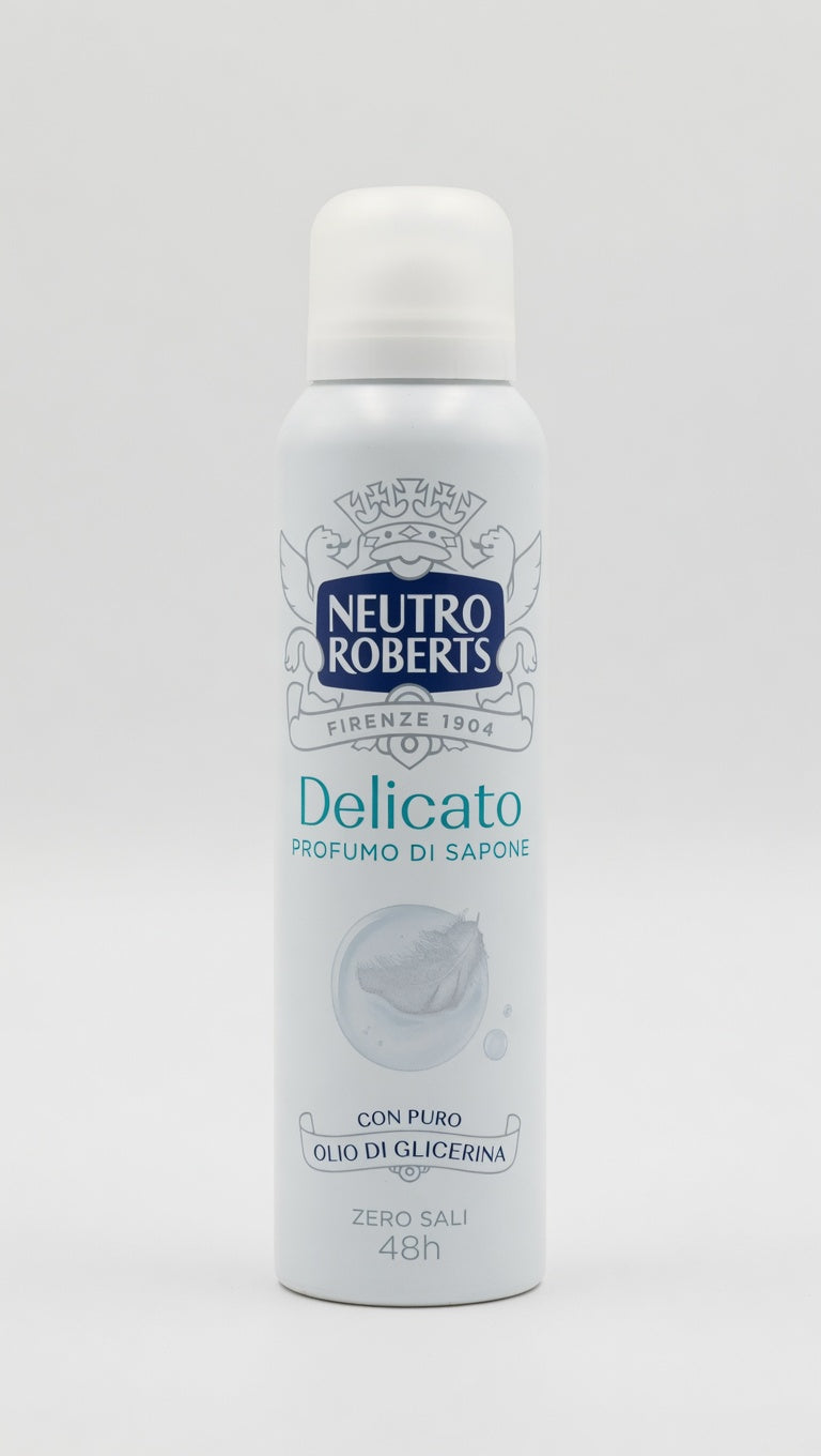 Neutro Roberts Delicato Deodorante Spray 150ml – Profumo di Sapone Iconico – Zero Sali Alluminio 48h