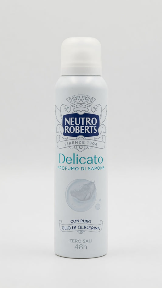 Neutro Roberts Delicato Deodorante Spray 150ml – Profumo di Sapone Iconico – Zero Sali Alluminio 48h