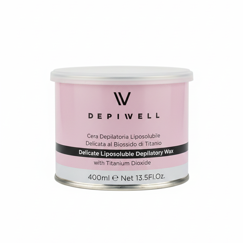 Depiwell Cera Depilatoria Liposolubile 400ml | Biossido di Titanio Rosa | Professionale per Pelli Ultra Delicate
