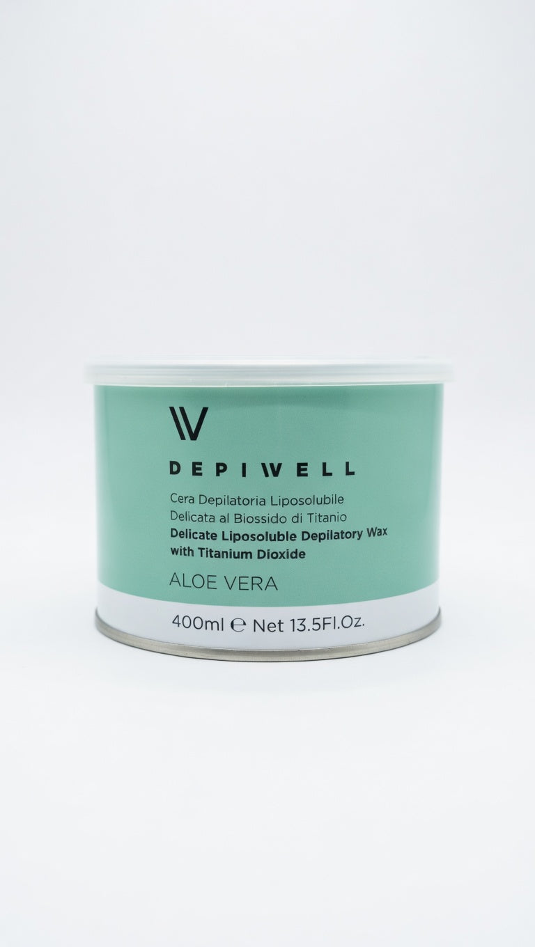 Depiwell Cera Depilatoria Liposolubile 400ml | Aloe Vera & Biossido di Titanio | Formula Professionale Anti-Rossore