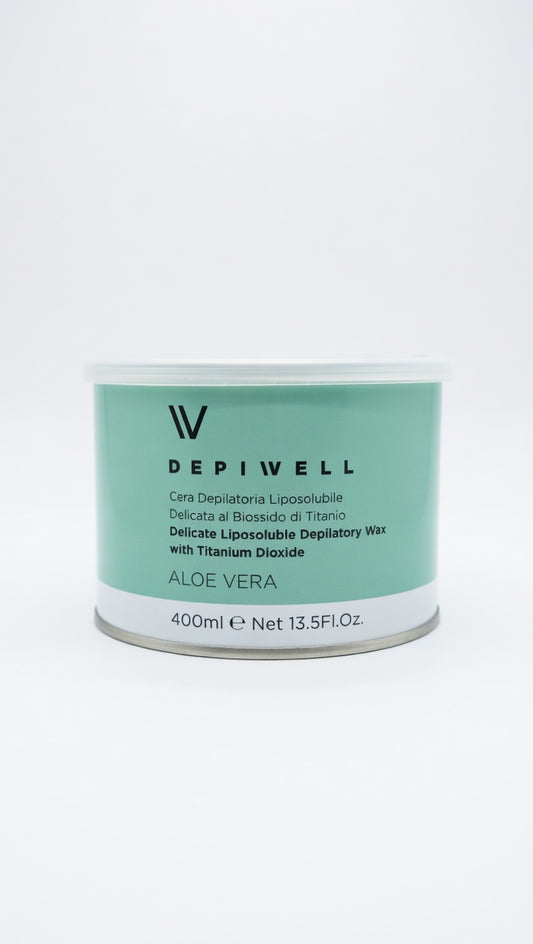 Depiwell Cera Depilatoria Liposolubile 400ml | Aloe Vera & Biossido di Titanio | Formula Professionale Anti-Rossore