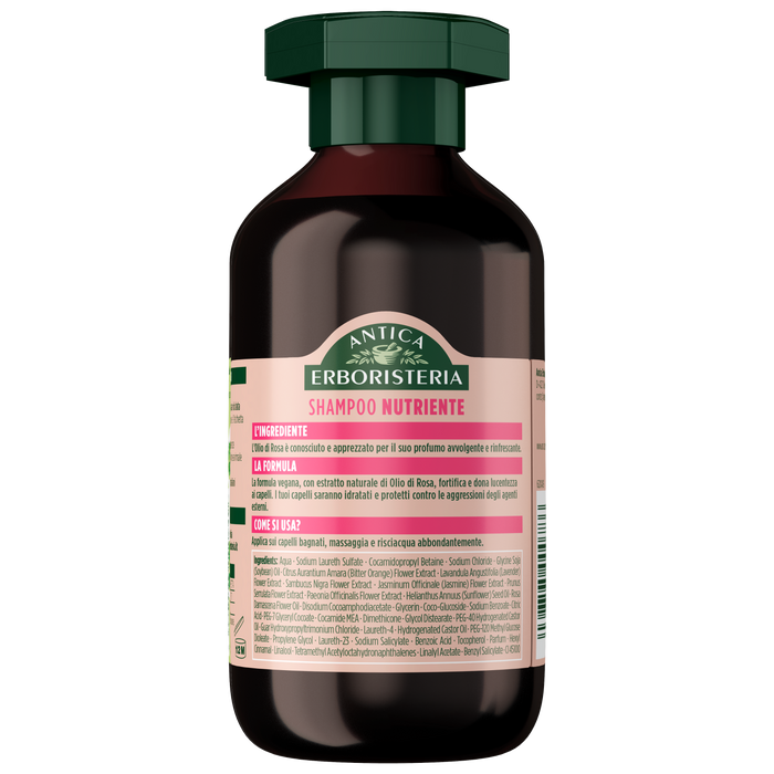 Antica Erboristeria Shampoo Nutriente Rosa 250 ml | Per Capelli Secchi e Spenti | 98% Ingredienti Naturali | Formula Vegana