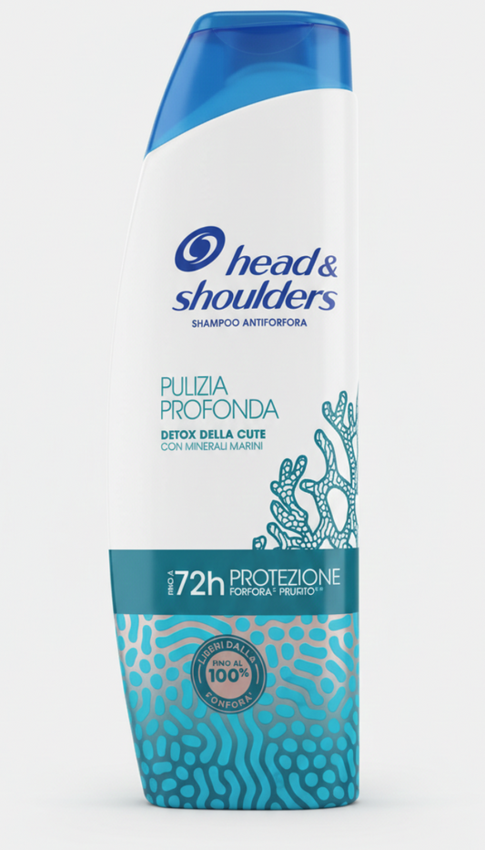 Head & Shoulders Shampoo Antiforfora Detox Pulizia Profonda 225ml | Con Minerali Marini | Azione Detossinante per Cute Grassa | Protezione 72h contro Forfora e Prurito | 40% Plastica Riciclata