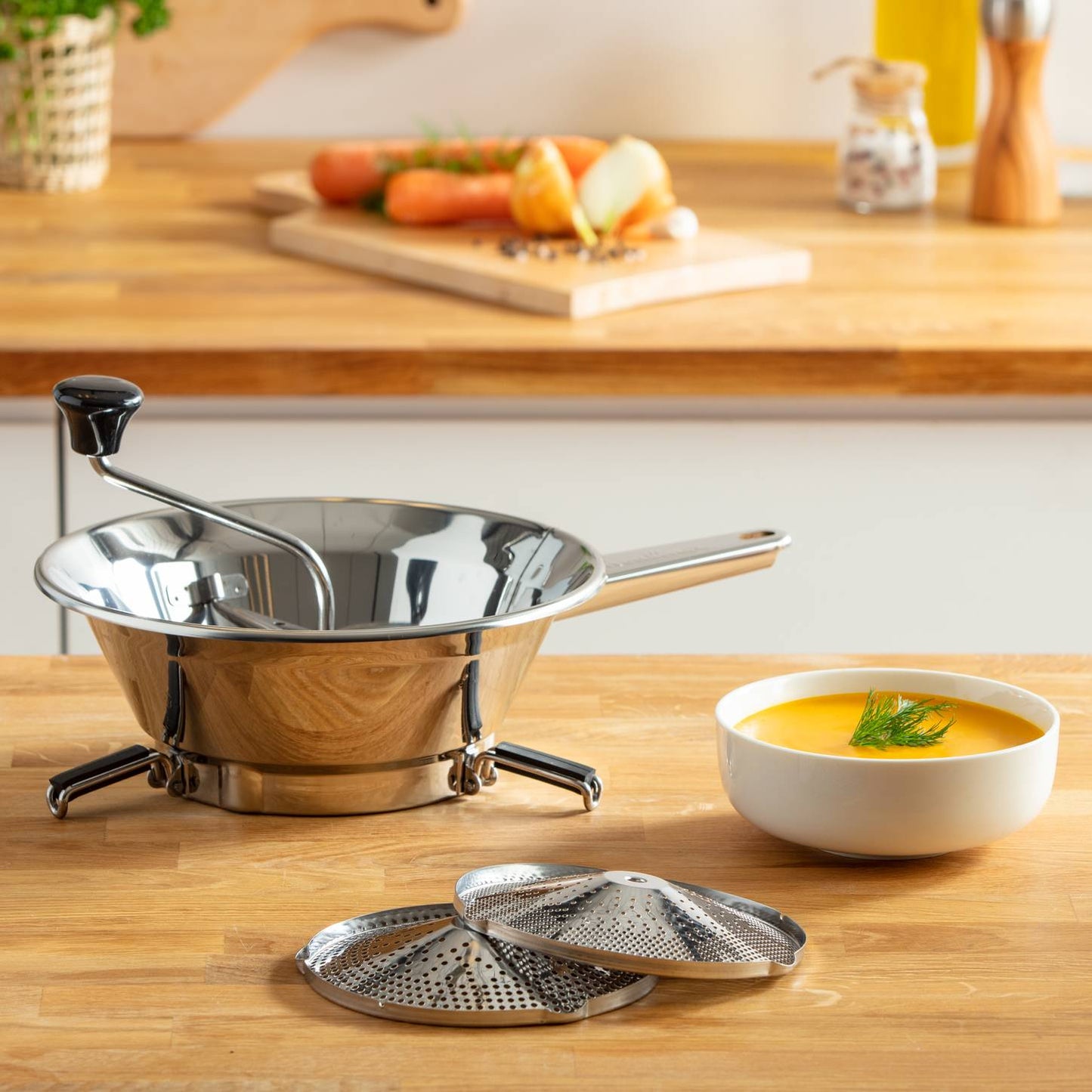 Moulinex Passaverdure Grande A45306 Acciaio Inox 24 cm – Meccanica a 2 Dischi Intercambiabili per Salse e Puree Perfette