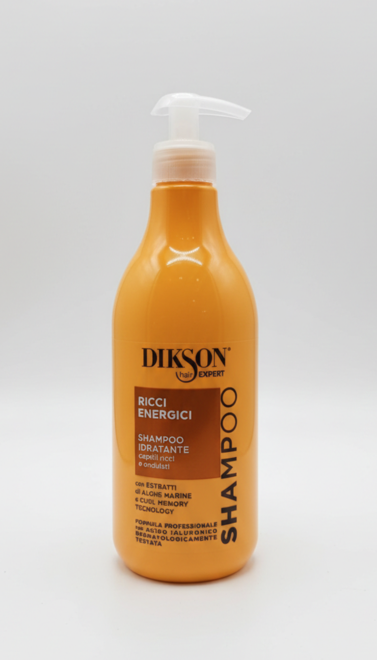 Dikson Shampoo Idratante Ricci Energetici 500ml – Detergente Professionale con Dosatore per Definizione e Anti-Crespo