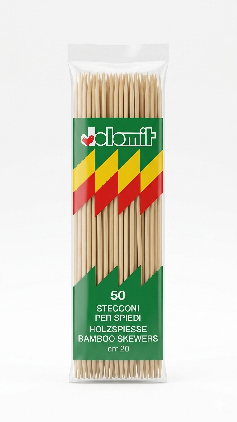 Dolomit Spiedini in Bambù Naturale | Confezione 50 Pezzi | Biodegradabili e Compostabili | Disponibili 15-25 cm per Finger Food e Griglia