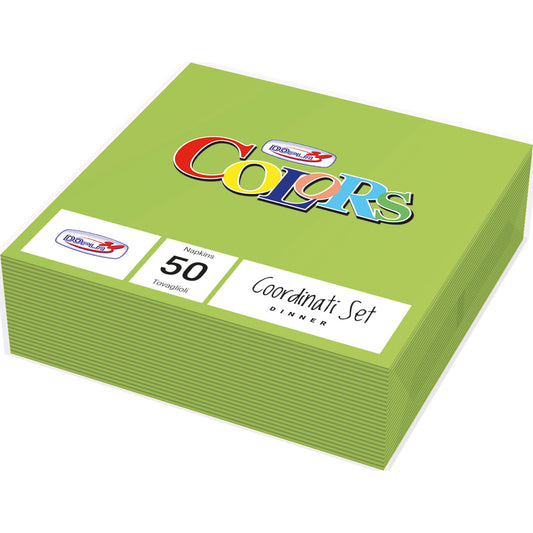 Dopla Tovaglioli di Carta Colors Verde Acido 33x33 cm | 50 Pezzi | Tovaglioli 2 Veli Resistenti per Feste, Catering e Uso Quotidiano | Linea Set Dinner