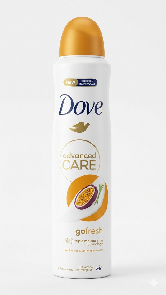 Dove Advanced Care Deodorante Spray Go Fresh Passion Fruit & Lemongrass 250 ml | 72h di Protezione e Tecnologia Idratante