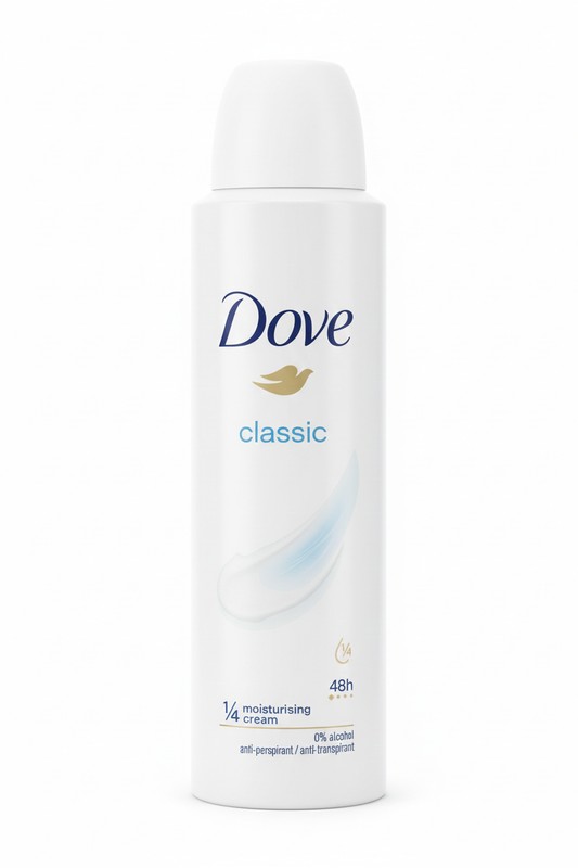 Dove Classic Deodorante Spray 150ml | Antitraspirante 48h | Con ¼ Crema Idratante | 0% Alcool Formula Originale