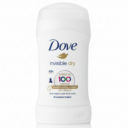 Dove Invisible Dry Deodorante Stick 40ml – Zero Macchie su 100 Colori – 48H Protezione – Con ¼ Crema Idratante & Olio Nutriente
