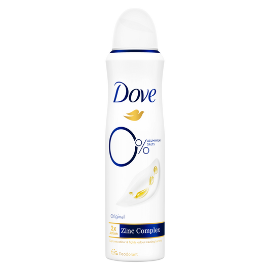 Dove Original Deodorante Spray 150ml | 0% Sali di Alluminio | Con ¼ Crema Idratante | Freschezza Naturale 24h Pelli Sensibili